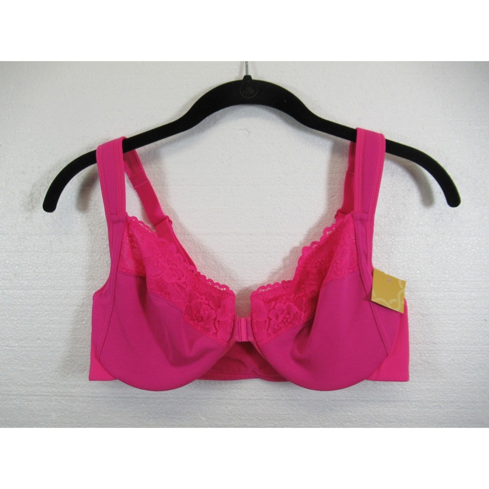NEW Delimira Front Closure Bra 34C Hot Pink Underwire Unlined